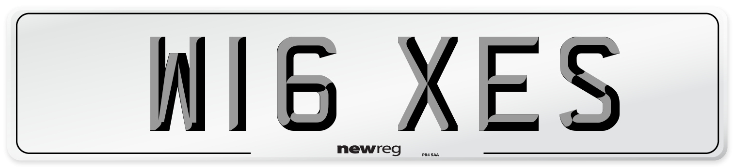 W16 XES Number Plate from New Reg